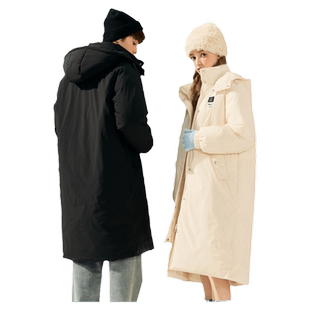 唐狮情侣棉衣男生冬季新长款连帽加厚外套女冬款防寒棉服情侣装