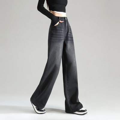 唐狮春季新款高腰女牛仔裤宽松潮