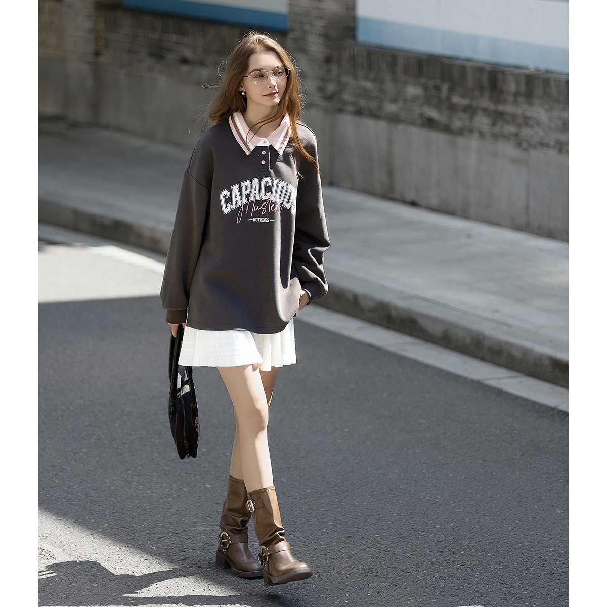 唐狮秋冬季长袖polo衫女美式