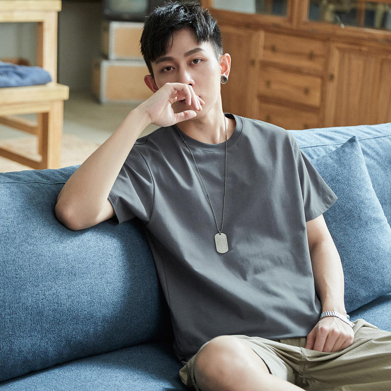 唐狮夏季纯色短袖t恤男韩版潮流