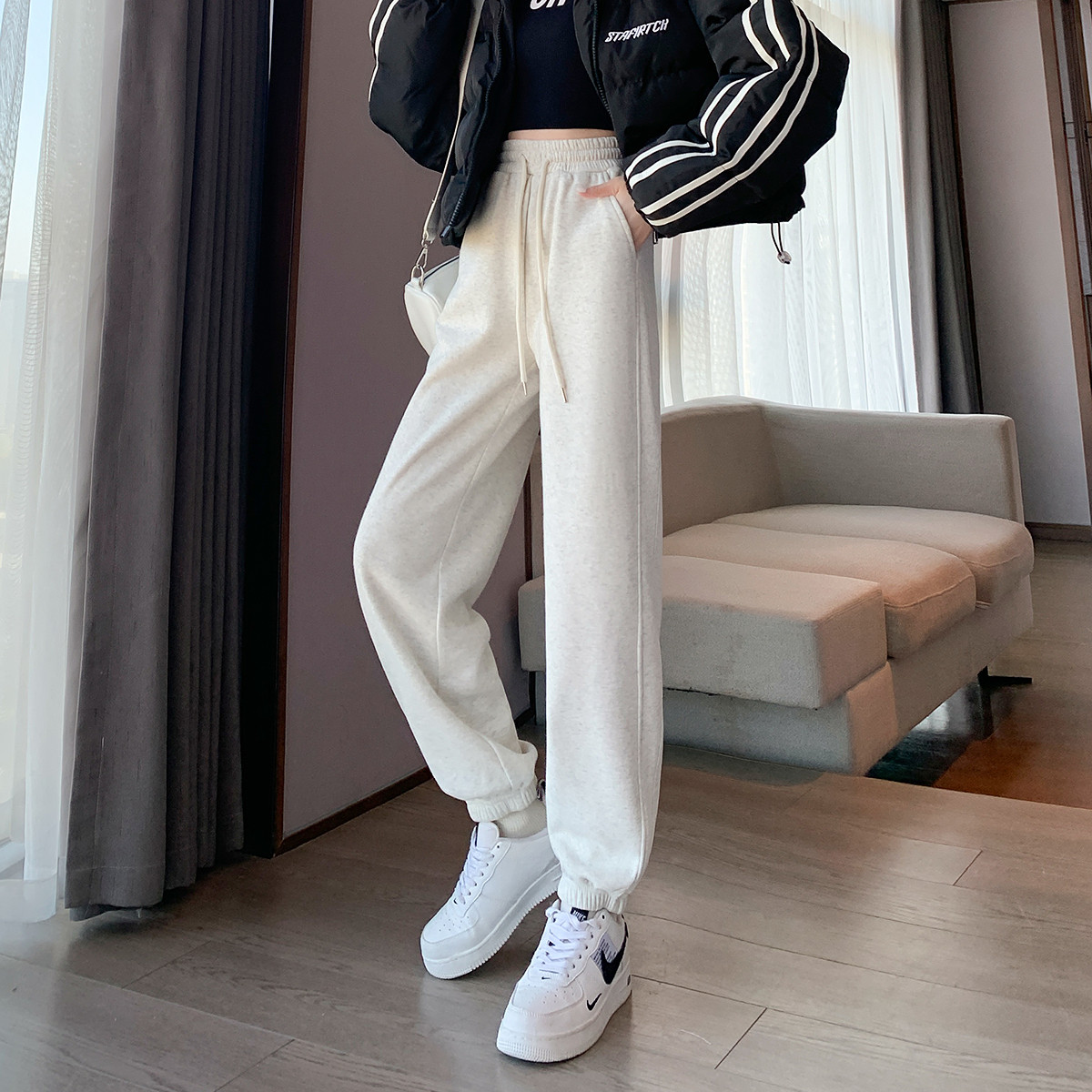 唐狮春季新款女休闲裤宽松束脚显瘦百搭卫裤灰色运动裤子WPTD,女装/女士精品,休闲裤,淘宝优惠券,粉丝福利购,淘宝优惠卷