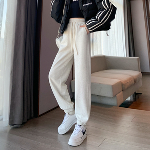 灰色运动裤 唐狮春季 宽松束脚显瘦百搭卫裤 女休闲裤 子WPTD 新款