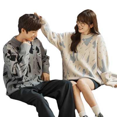 唐狮秋冬情侣装毛衣圆领毛线衫青