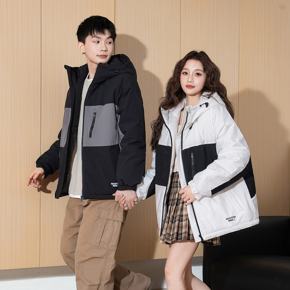 唐狮冬季新款情侣棉衣女连帽印花拼接短款防水加厚上衣棉服TD,女装/女士精品,棉衣/棉服,淘宝优惠券,粉丝福利购,淘宝优惠卷