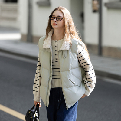 唐狮秋冬季短款马甲羽绒服女立领