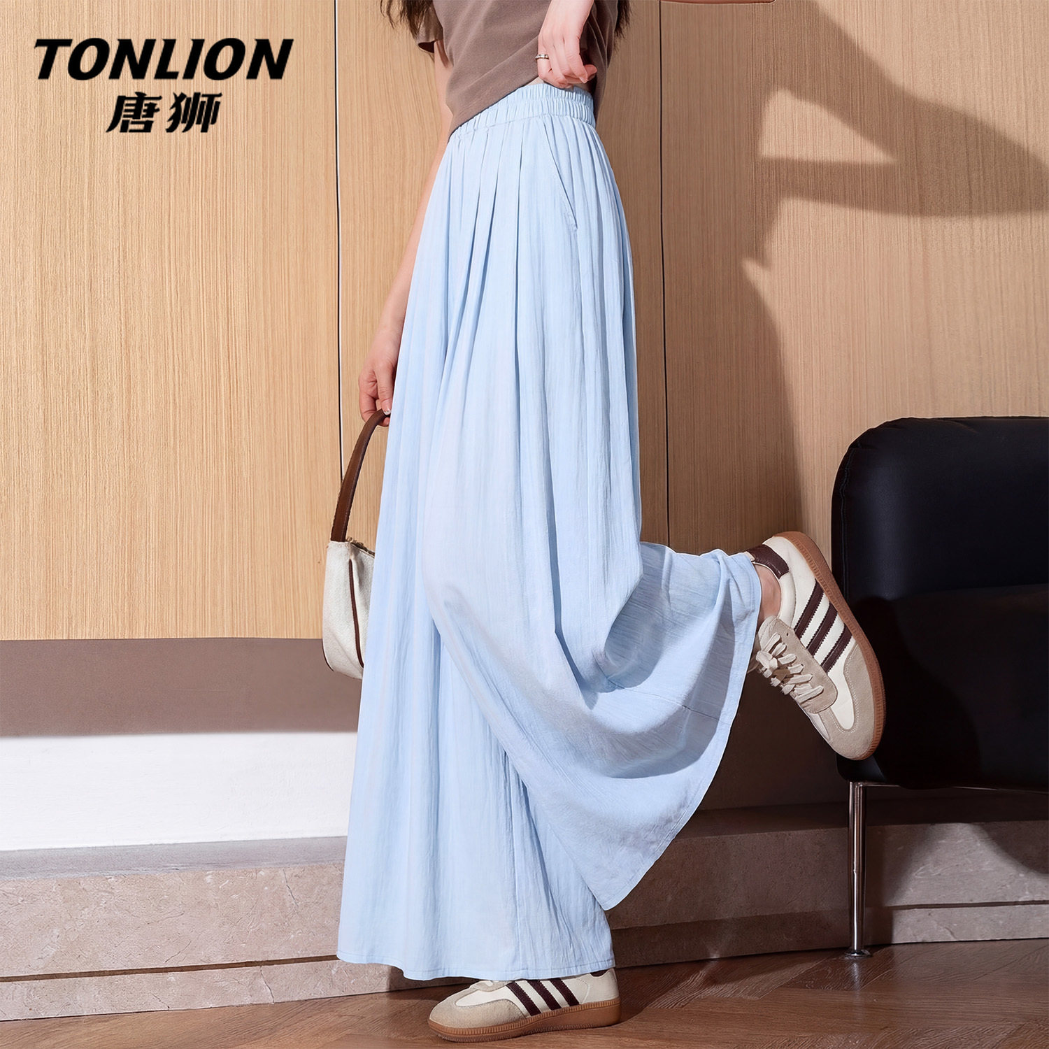 唐狮官方凉感山本裙裤女2026新款夏高腰慵懒阔腿薄款透气休闲裤V