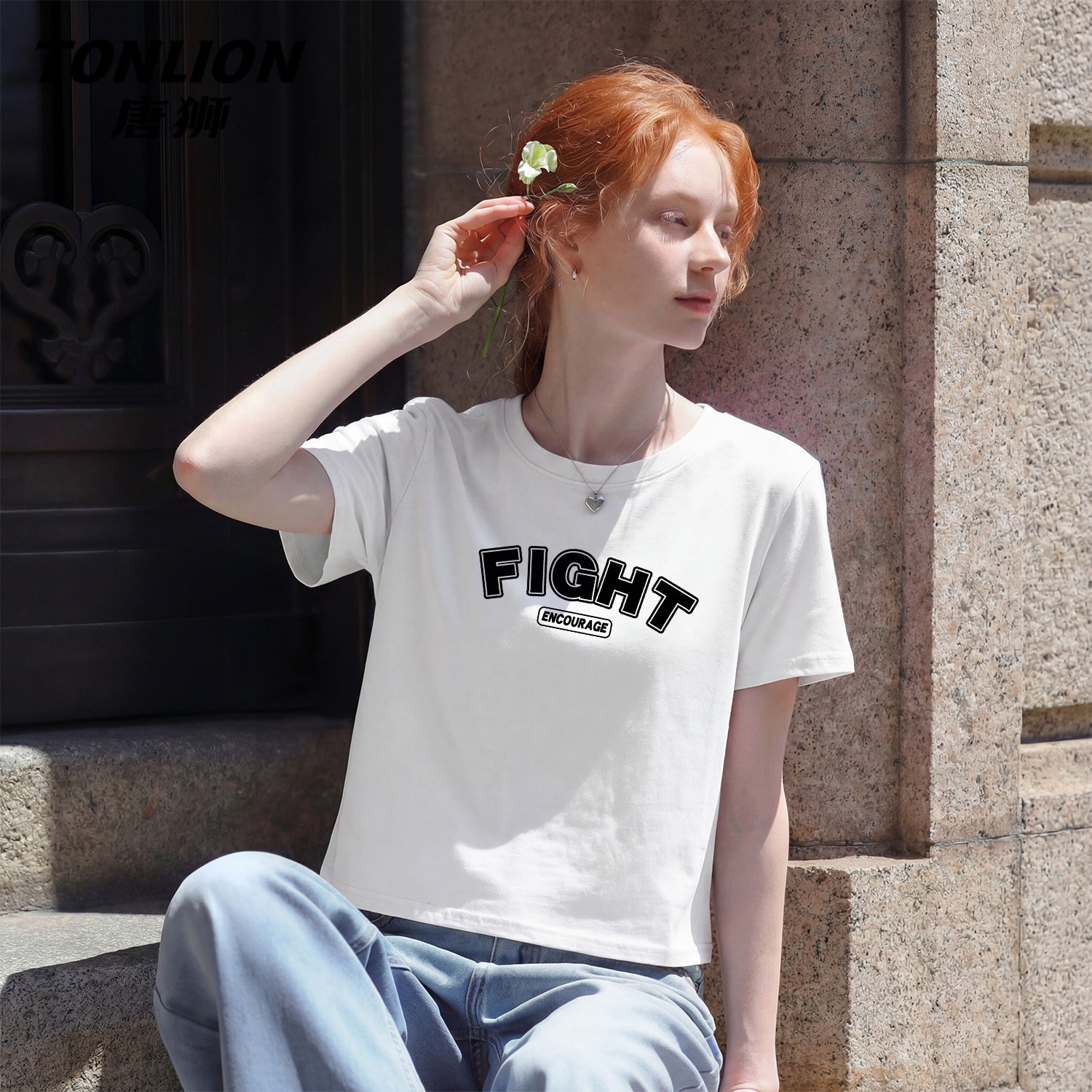 唐狮官方纯棉短袖t恤今年流行漂亮的女装夏季短款宽松半袖上衣VC