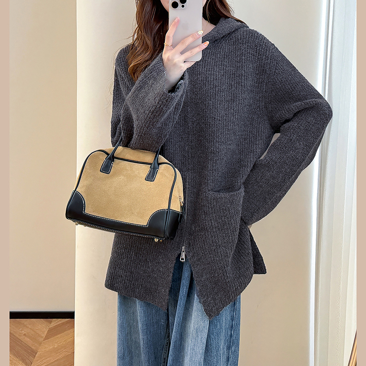 唐狮秋冬季女毛衣高级感简约风连帽开衫外套高级感日常毛线衫tu,女装/女士精品,毛衣,淘宝优惠券,粉丝福利购,淘宝优惠卷