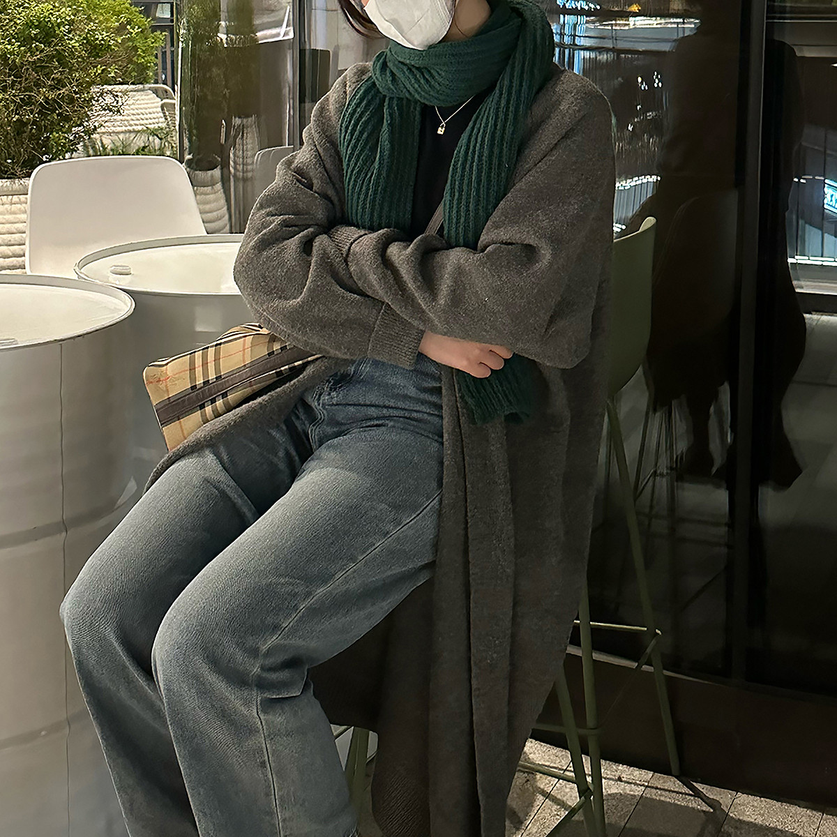 唐狮秋冬季女毛衣简约风时髦感中长款开衫外套百搭日常毛线衫tu