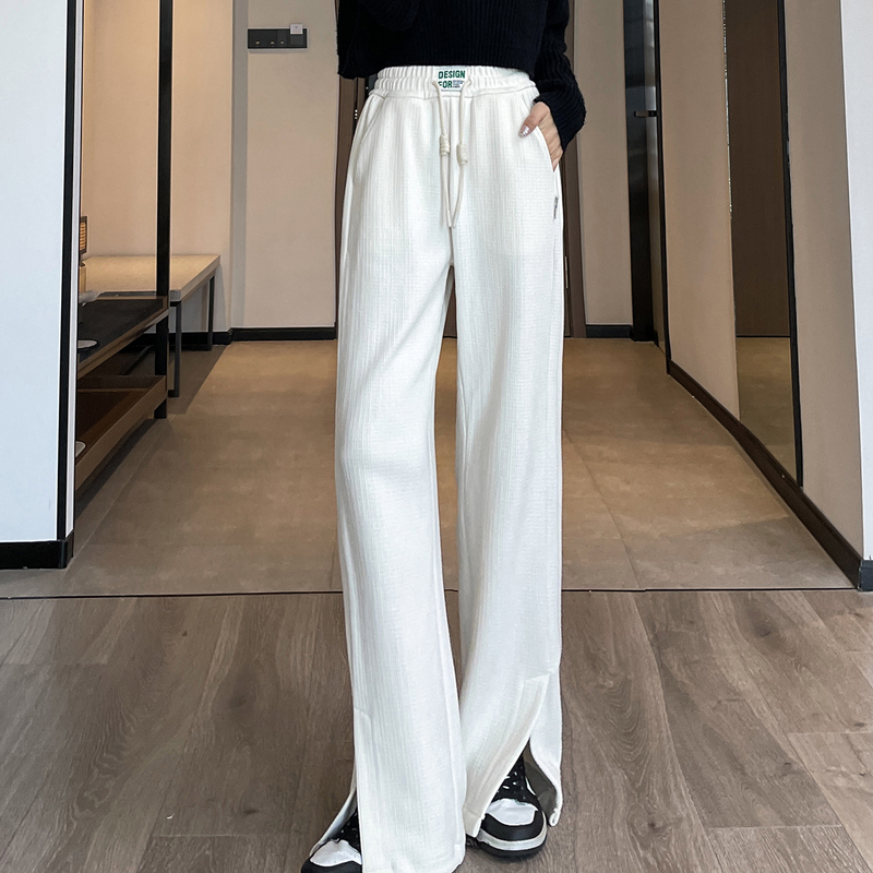 唐狮休闲长裤女士秋冬显瘦藏肉运动裤拖地裤垂感加厚白色阔腿裤子,女装/女士精品,休闲裤,淘宝优惠券,粉丝福利购,淘宝优惠卷