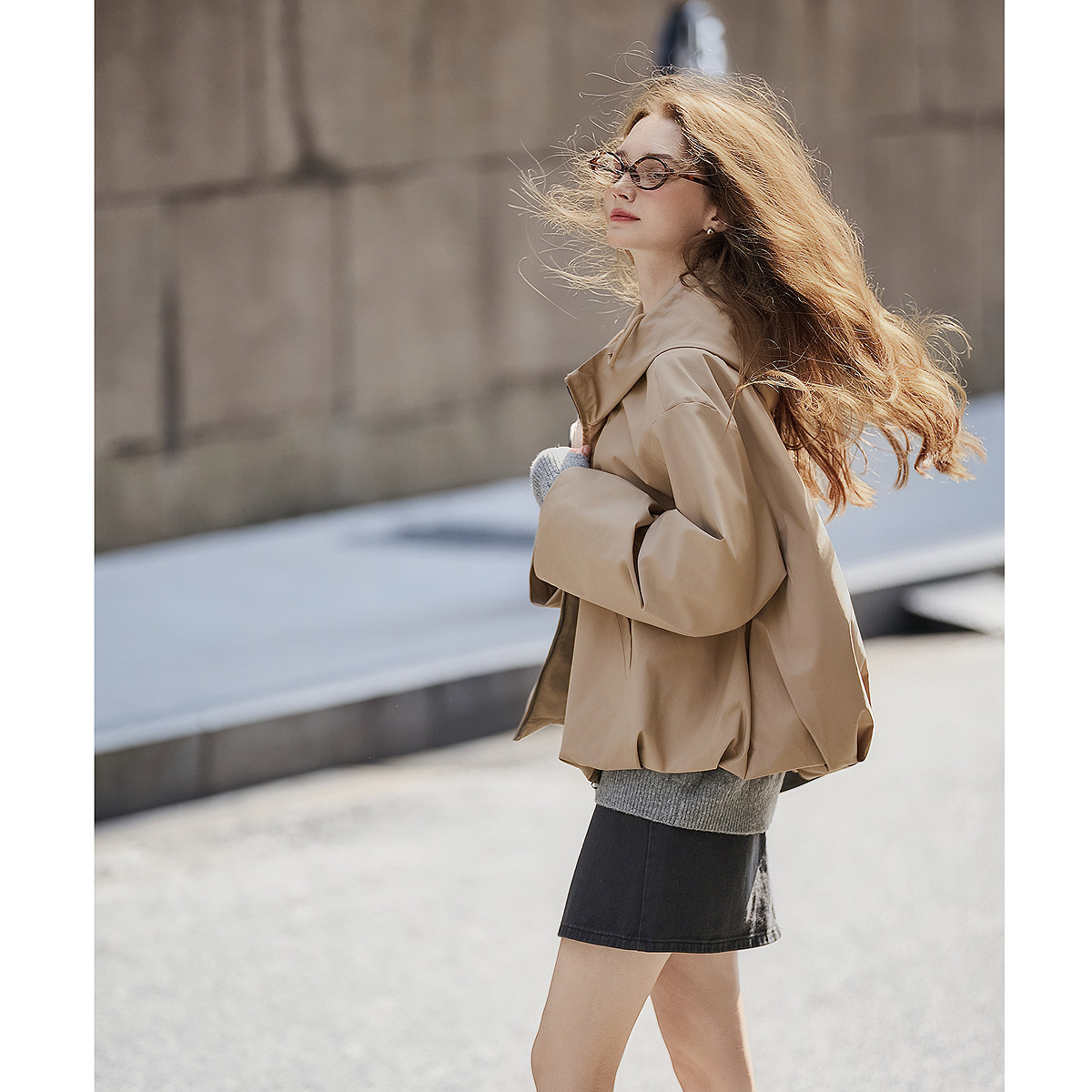 唐狮春秋季女连帽净色外套卡其短款时尚小众设计感小个子穿搭tuTA,女装/女士精品,短外套,淘宝优惠券,粉丝福利购,淘宝优惠卷