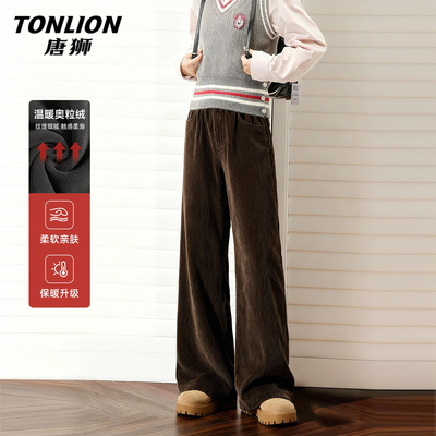 唐狮官方黑色加绒裤子女2025新款
