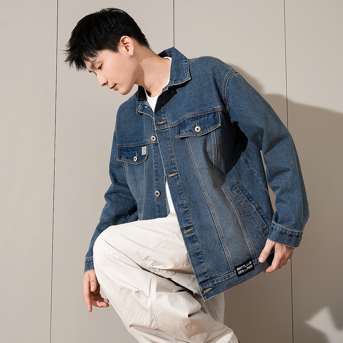 唐狮春季新款牛仔外套男户外休闲