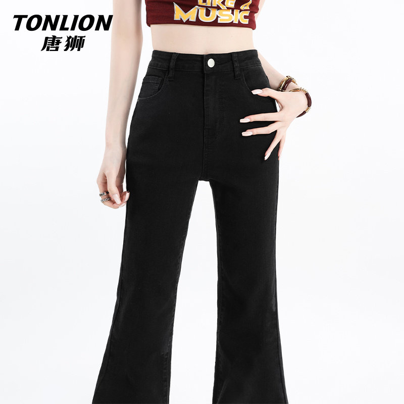 唐狮官方微喇牛仔裤女2026新款春秋款女款高腰显瘦直筒休闲裤子V