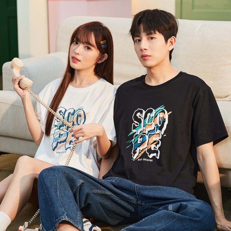 唐狮情侣短袖t恤男生夏季新款圆