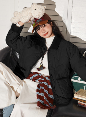 唐狮黑色棉服女款2026新款秋冬季爆款小个子保暖加厚棉衣棉服女VB