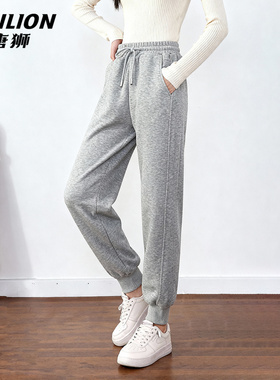 唐狮官方灰色运动裤女2026新款春秋款宽松显瘦休闲直筒束脚裤VB