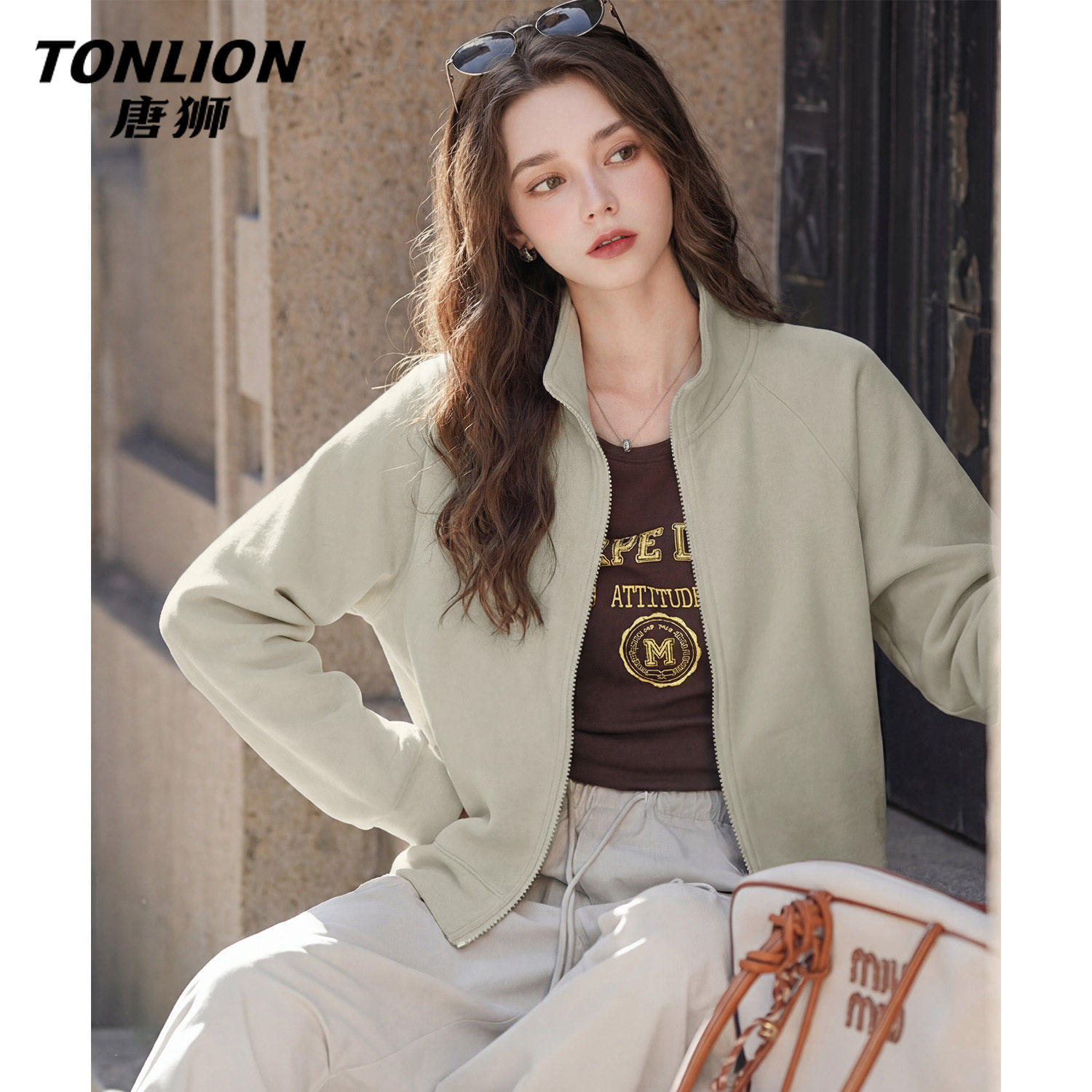 唐狮官方短款卫衣外套女2026新款春季美式宽松运动开衫立领上衣VC,女装/女士精品,卫衣/绒衫,淘宝优惠券,粉丝福利购,淘宝优惠卷