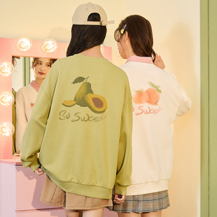 唐狮女款卫衣春秋季圆领薄款甜酷上衣独特小众设计感减龄外套流行