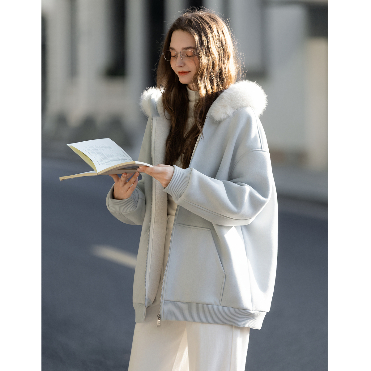 唐狮秋冬新款女厚外套软糯毛茸茸