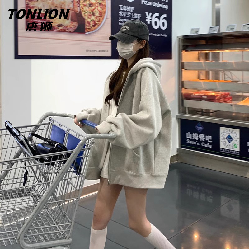 唐狮卫衣外套女春秋2025新款女装早春小个子宽松休闲上衣VB