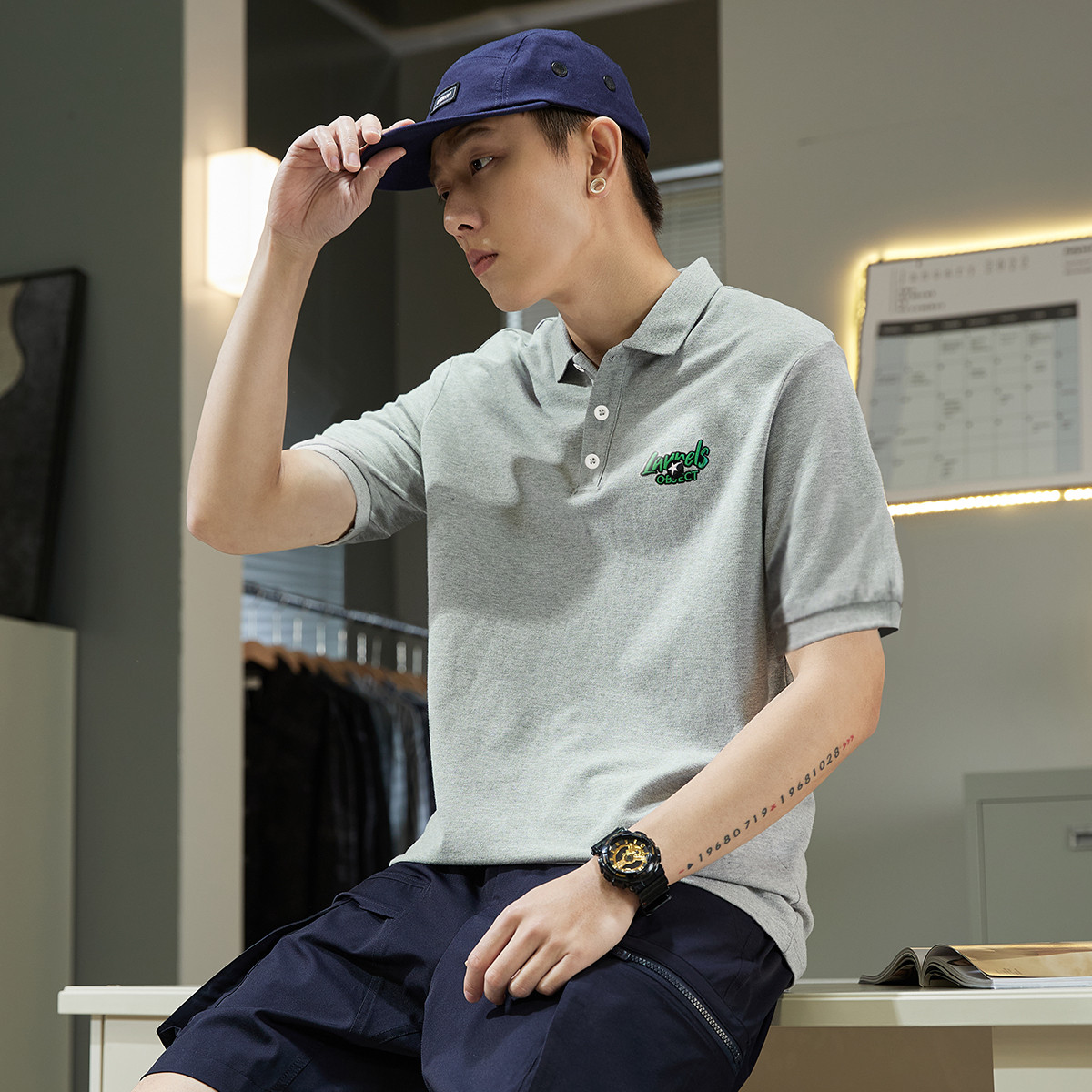 唐狮POLO衫男士春夏季新款翻领短袖商务休闲刺绣运动穿搭宽松上衣