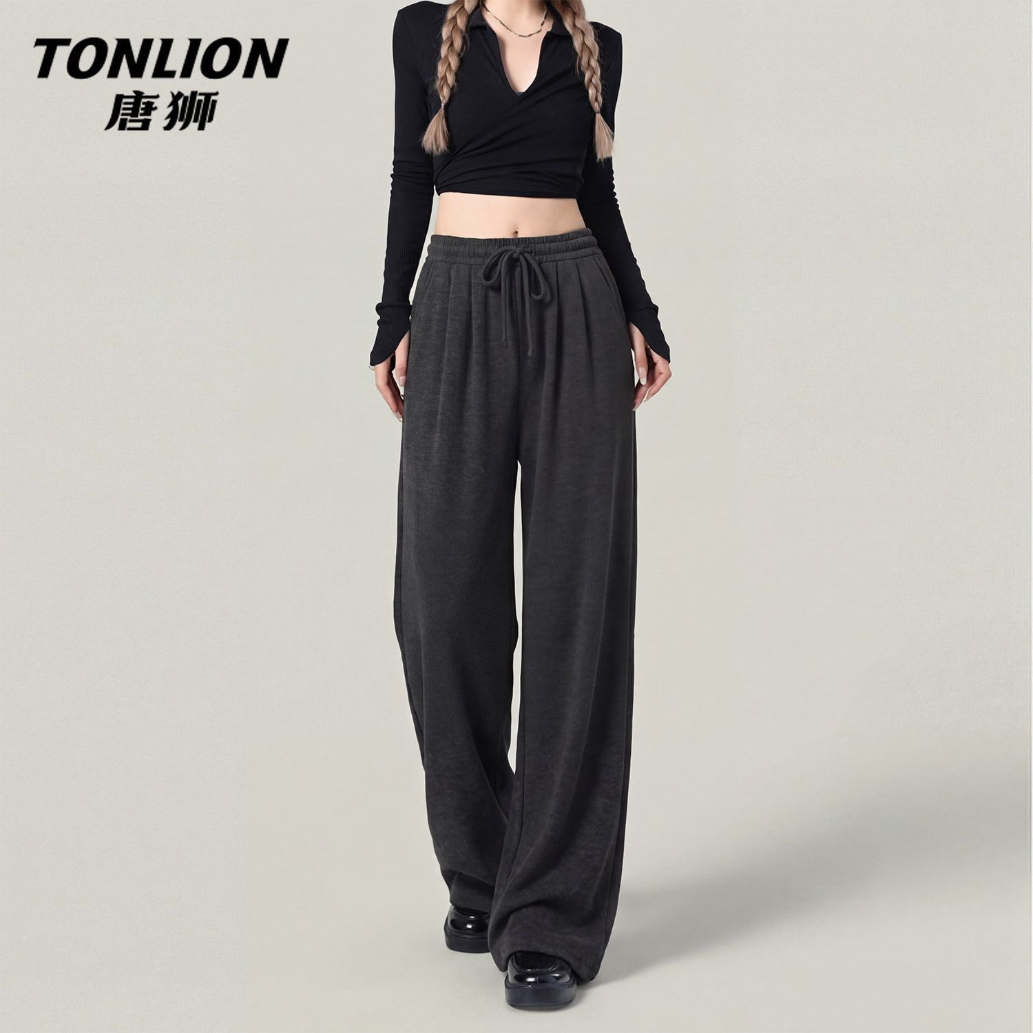 唐狮官方糯米裤女裤2026新款今年流行爆款春季宽松慵懒休闲裤子V