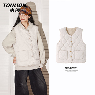 唐狮官方羊羔绒两面穿马甲女2025