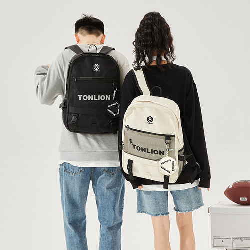 唐狮休闲双肩背包男女国潮书包韩