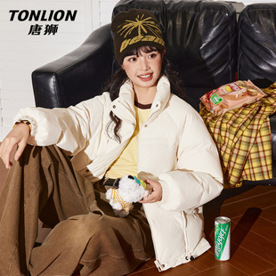 唐狮白色短款羽绒服女款冬季2026新款学生时尚立领短款外套女VB