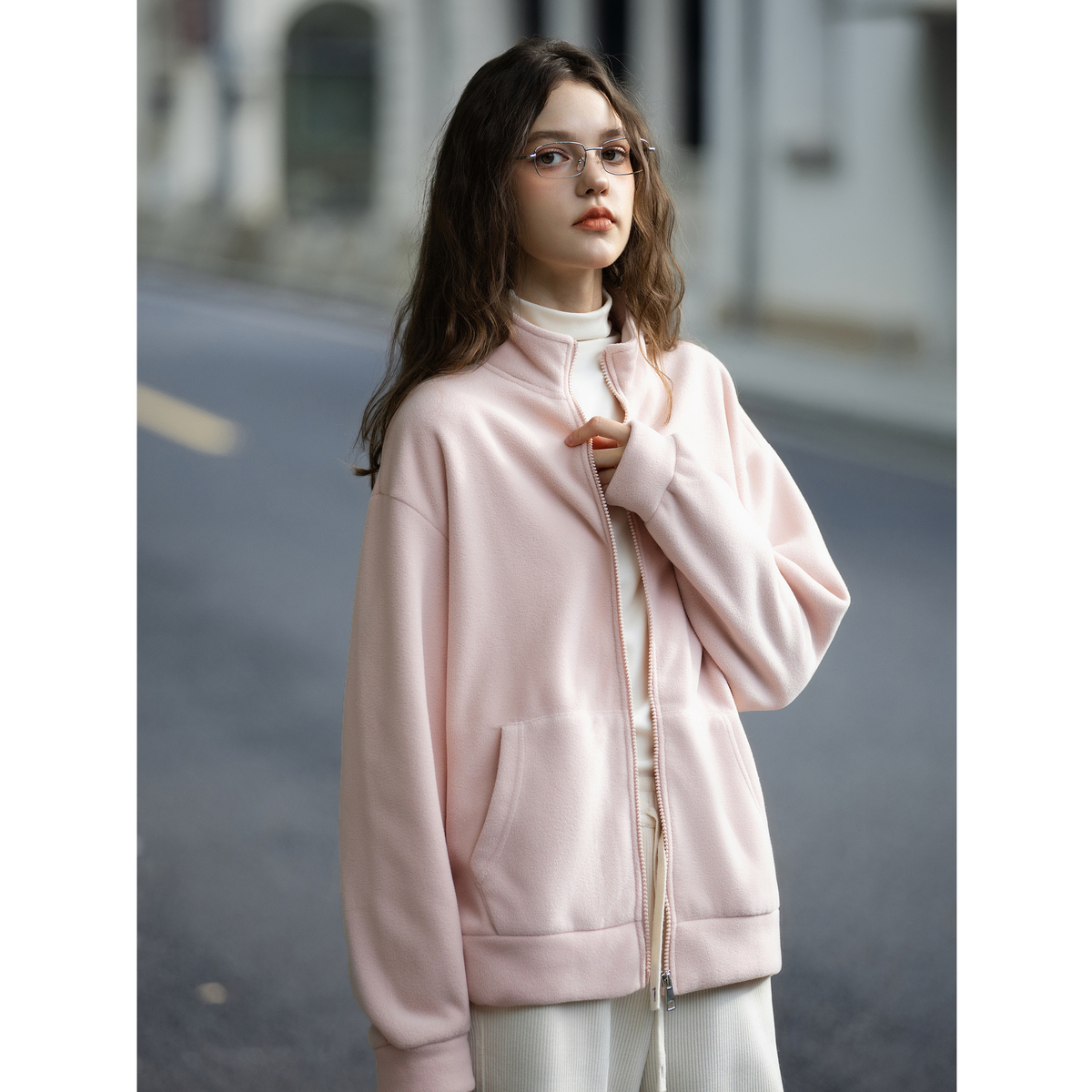 唐狮秋冬季立领短款外套女净色简