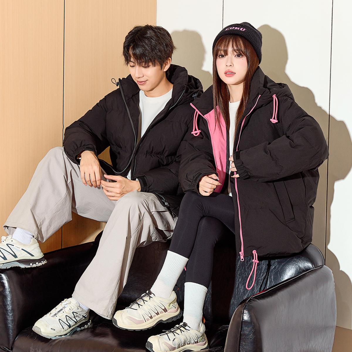 唐狮冬季新款情侣装羽绒服男女连