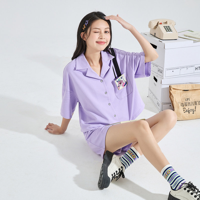 草莓熊唐狮休闲套装女夏款活泼减