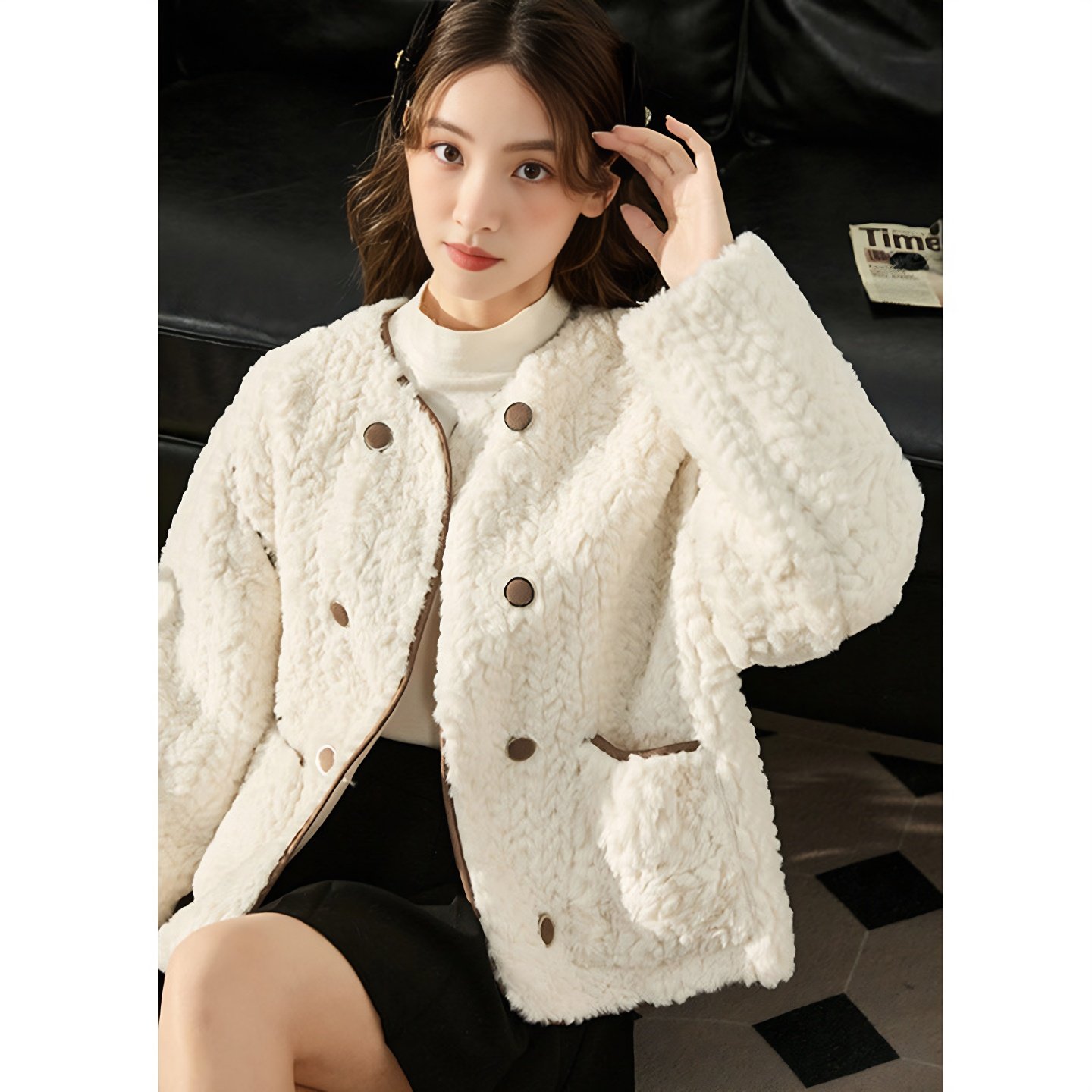 唐狮外套女冬季新款仿羊羔毛上衣爆款小香风毛毛外套短款秋冬宽松,女装/女士精品,短外套,淘宝优惠券,粉丝福利购,淘宝优惠卷