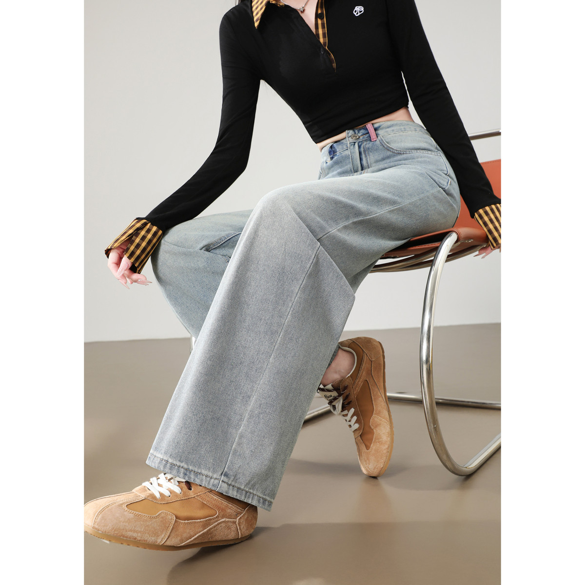 唐狮秋冬季牛仔长裤女刺绣设计感独特百搭浅色牛仔裤阔腿裤TUTA,女装/女士精品,牛仔裤,淘宝优惠券,粉丝福利购,淘宝优惠卷