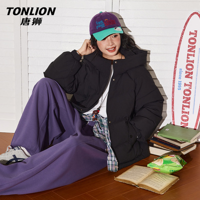 唐狮黑色短款羽绒服女款冬季新款