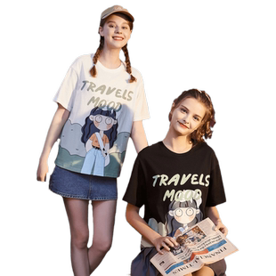 [99元3件]唐狮女短袖T恤衫夏季新款半袖印花通勤圆领上衣流行穿搭