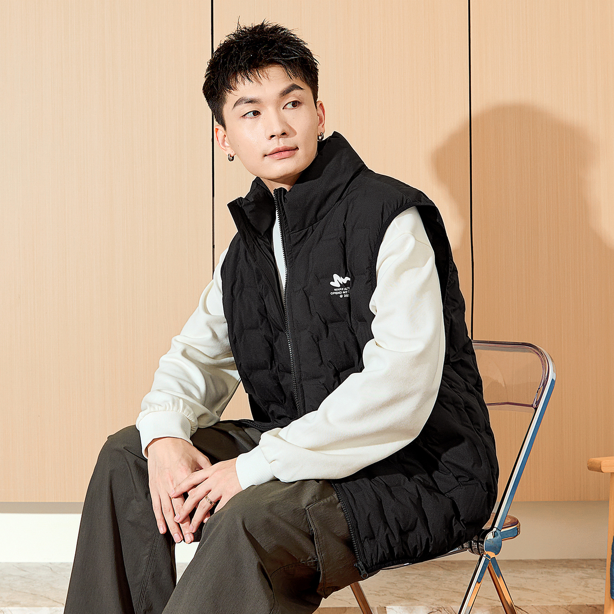 唐狮秋冬新款男羽绒背心男宽松立