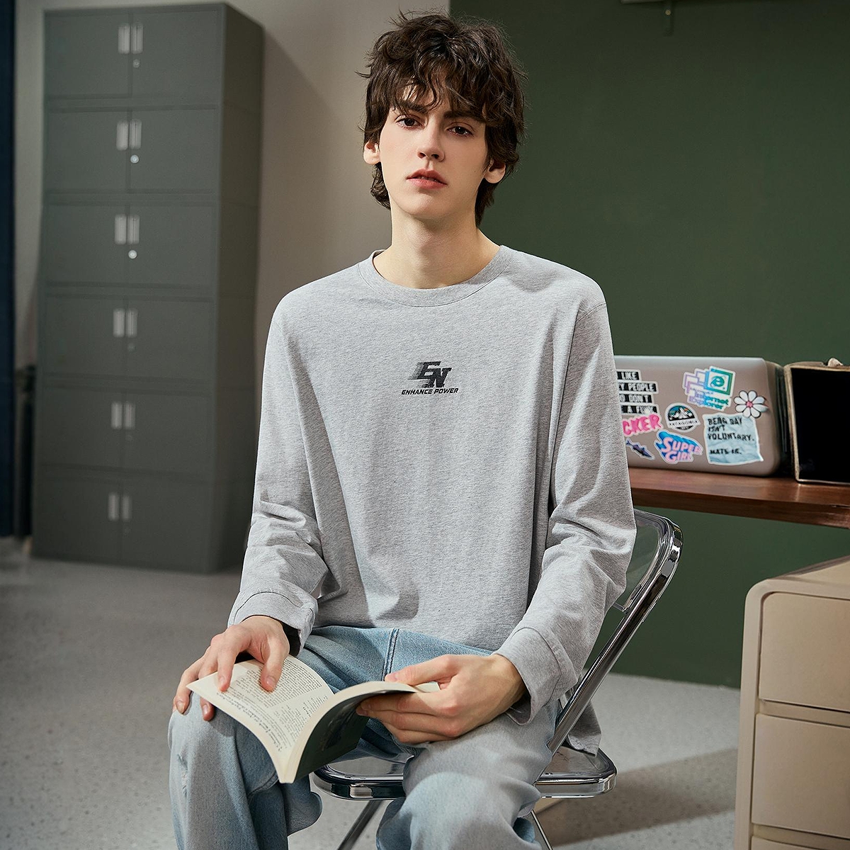 唐狮秋季新款长袖T恤男宽松休闲