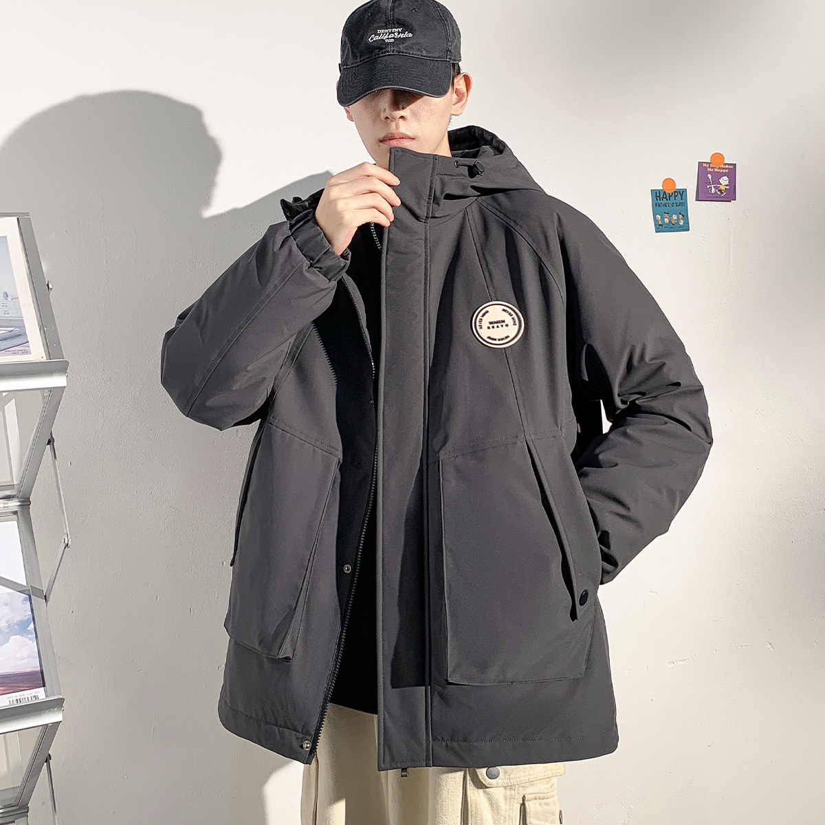 唐狮冬季新款男士羽绒服工装大口