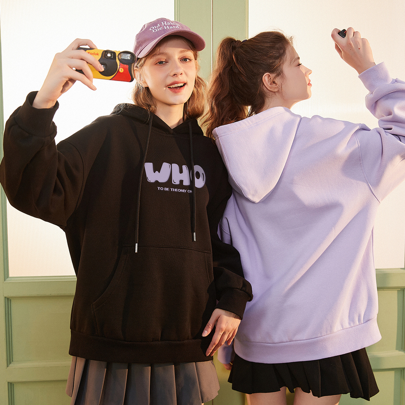 唐狮加绒卫衣女春秋冬新款连帽o