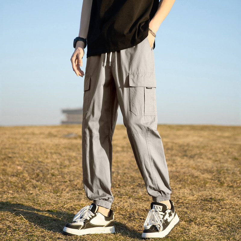 唐狮休闲裤男运动裤春秋新束脚宽松美式工装卫裤子青少年潮牌冬