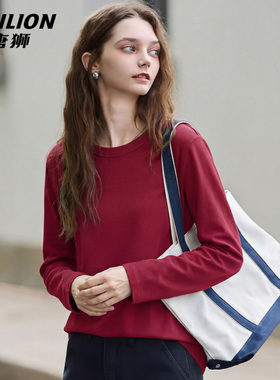 唐狮官方红色长袖t恤女2026新款春季本命年纯棉打底衫新年战袍VC