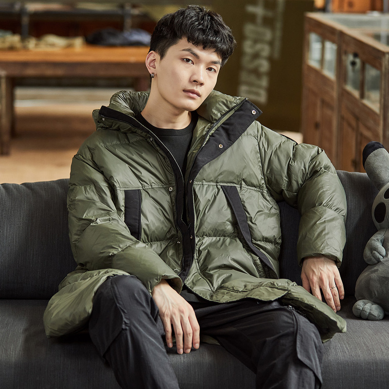 唐狮加厚羽绒服立领长款新款羽绒服男工装冬季防风外套休闲时尚