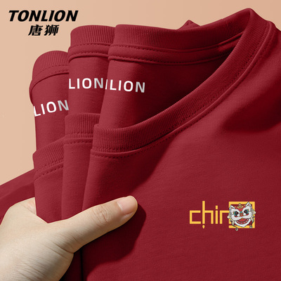 唐狮红色潮牌打底衫男冬季本命年