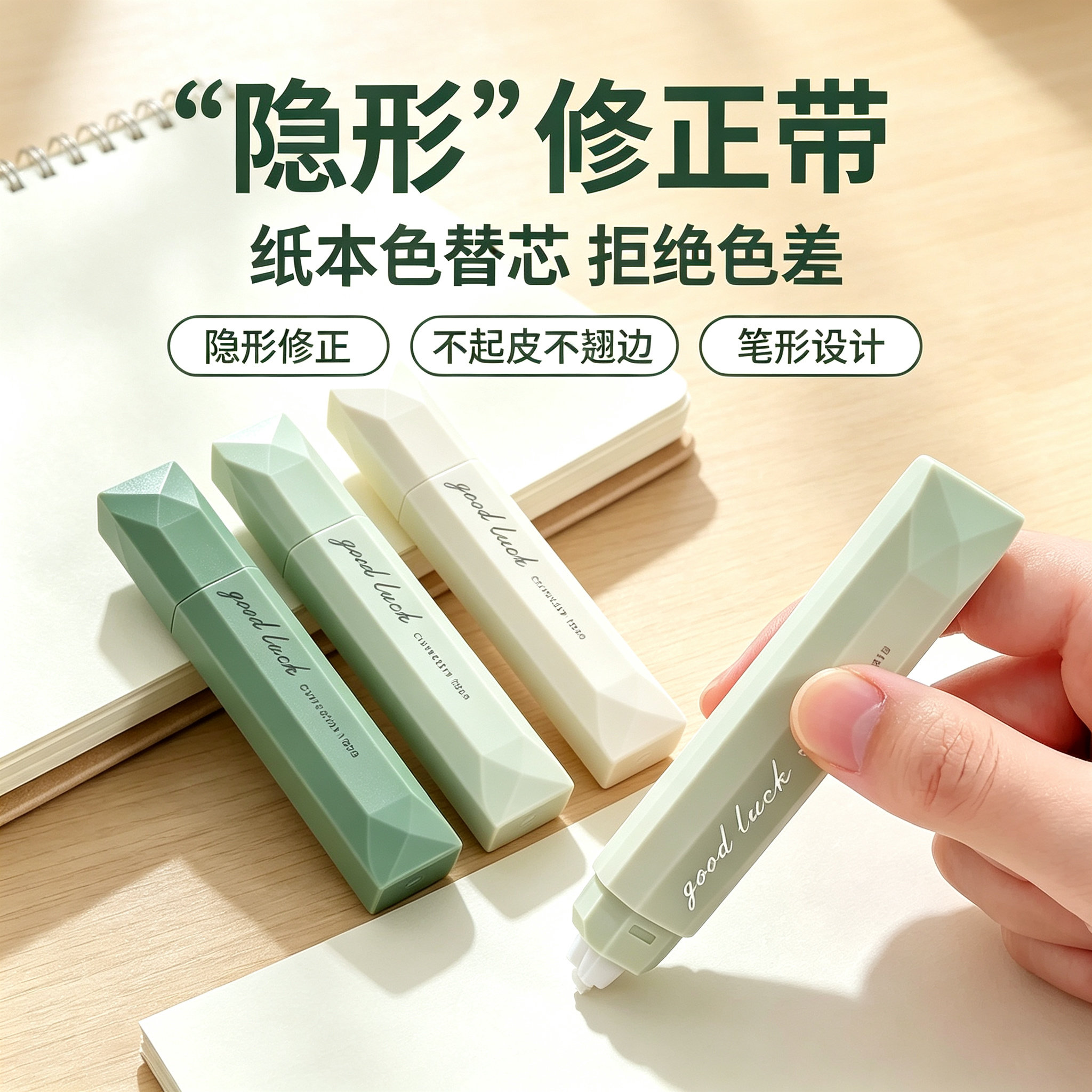笔形修正带隐形纸本色替芯高颜值学生用改正带不起皮不翘边HHHYK