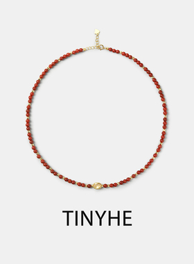 TINYHE米雪 天然南红玛瑙纯银项链女红色秋冬小众锁骨毛衣链原创