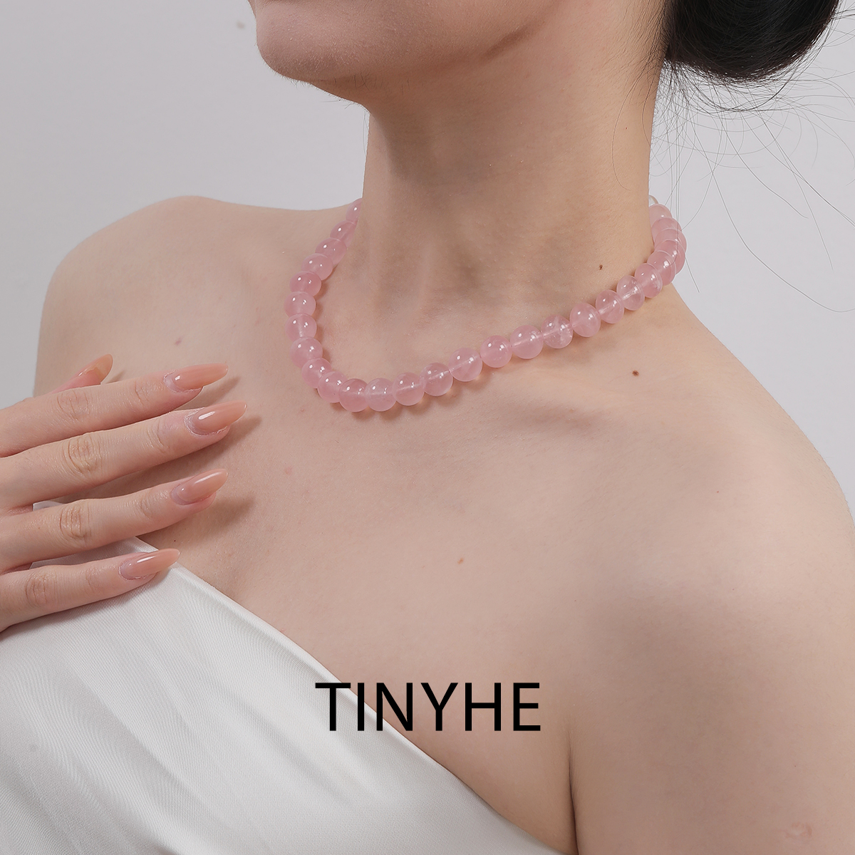 微合天然粉水晶项链女款