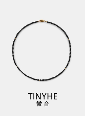 天然黑玛瑙纯银项链女小众设计