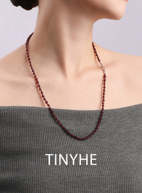 TINYHE米雪 天然石榴石项链毛衣链女款银小众轻奢高级感原创
